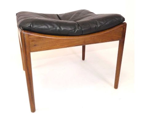 Kristian Solmer Vedel (1923-2003) for Søren Willadsen - a 1960s Danish rosewood ottoman, having black leather single button r
