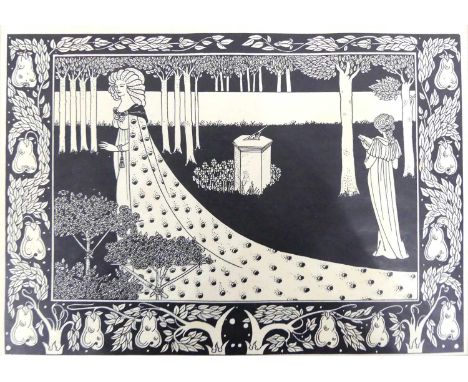 Aubrey Beardsley (1872-1898) - Garden, lithograph, full sheet dimensions 21.5 x 28cm; together with two other costume figure 