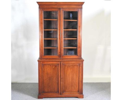 A Victorian walnut cabinet bookcase, fitted with shelves107w x 46d x 222h cmOverall condition is complete, solid and usable.T