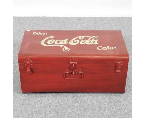 A metal advertising trunk, 69cm wide
