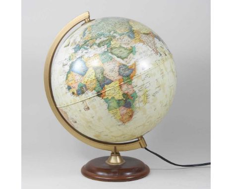 A mid 20th century terrestrial eleven inch globe, with light