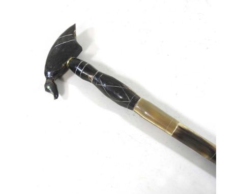 An Indian horn sectional walking stick, 89cm long