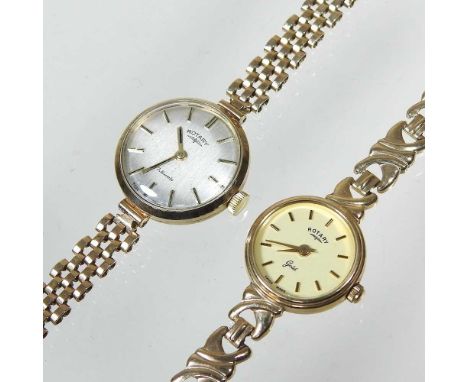 A Rotary 9 carat gold cased vintage ladies wristwatch, 16g, together with another 11g (2)