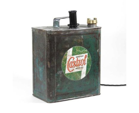 A vintage Castrol petrol can table lamp base, 33cm high