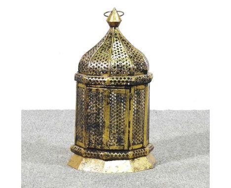 A gilt painted Moroccan style lantern, 50cm high