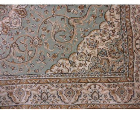 Green ground machine woven Kashan style carpet, 2.3m x 1.6m