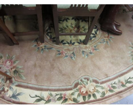 Chinese oval floral design woollen carpet