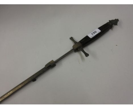 Antique steel court sword with a wooden grip and metal scabbard