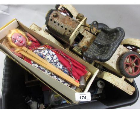 Mamod live steam model car, Pelham puppet and sundries