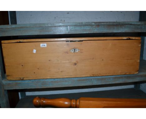 Rectangular pine trunk with hinged cover and side carrying handles