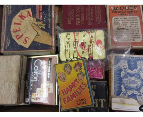 Box containing a quantity of various 20th Century cased sets of playing cards