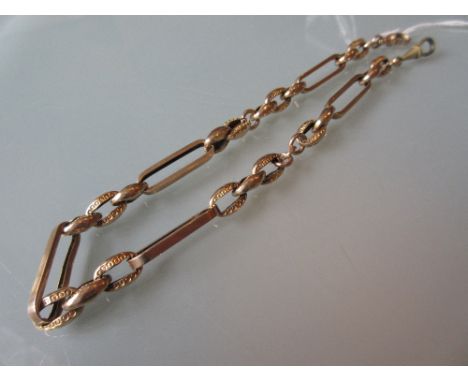 9ct Rose gold Albert watch chain (with one later brass clip)