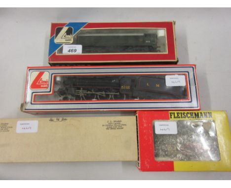 Lima models 4-6-0 locomotive and tender, similar diesel locomotive, a Fleischmann 0-6-0 locomotive and a JL models class 24 d