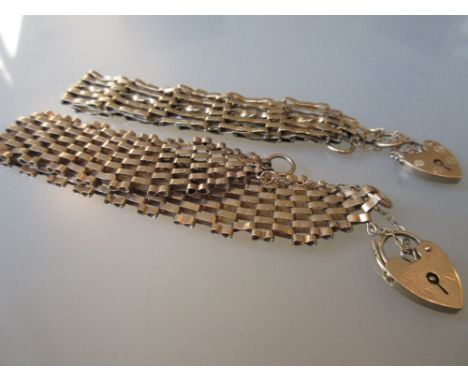 Two 9ct gold gate bracelets with padlock clasps