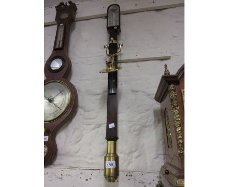 19th Century rosewood ship's barometer, the ivory scale with single adjustable vernier, signed Somalyico & Co., Hatton Garden