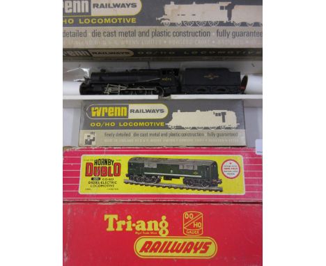 Wrenn Railways 00 gauge 2-8-0 locomotive and tender, a similar 2-6-4 tank engine, a Hornby Dublo diesel electric locomotive a