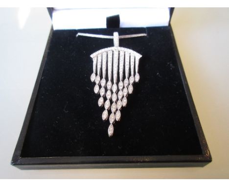 18ct White gold diamond set chandelier pendant on an 18ct white gold chain