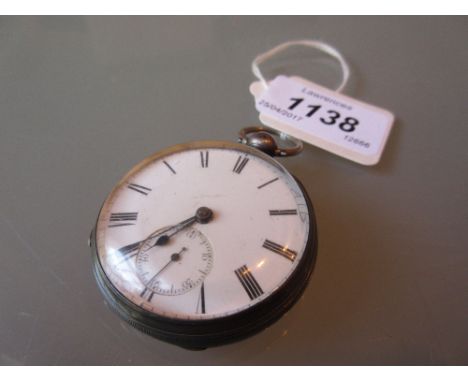 London silver cased open face pocket watch having enamel dial with Roman numerals, subsidiary seconds, the movement inscribed