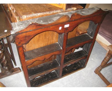 17th / 18th Century Welsh oak double section six shelf wall bracket, 32ins square