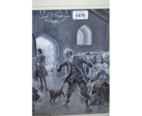 R. Caton Woodville, signed gouache, the Puritan, Richard Doory in a chapel, together with a quantity of unframed original boo