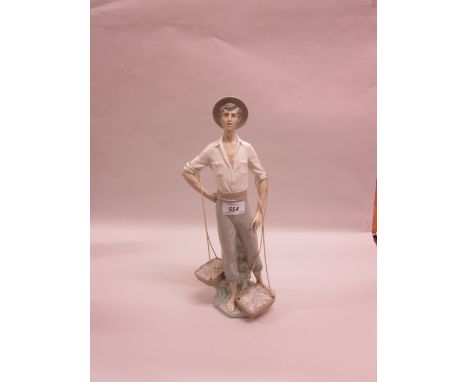 Lladro porcelain figure of a fisherman with baskets