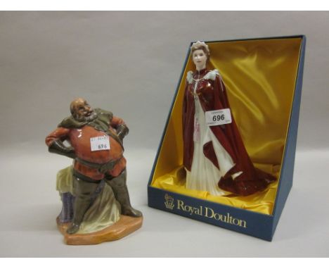 Royal Worcester figure in celebration of the Queen's 80th Birthday, 2006, dressed in the robes of the Order of the British Em