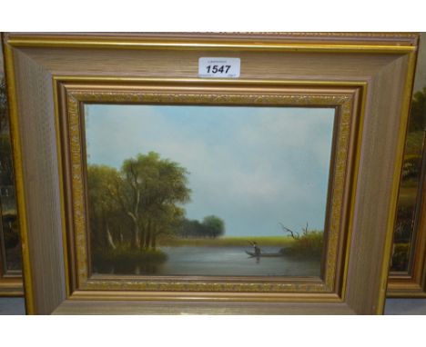 R. Witchard, pair of oil paintings on board, river scenes, signed, 7ins x 9ins, gilt framed