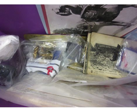 Collection of various militaria including: buttons, badges, button protectors and ephemera