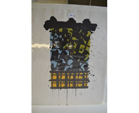 Stephen Buckley, lithographic print titled ' Cricket ', dated 1983, unframed, signed with monogram S.B., 30ins x 22ins