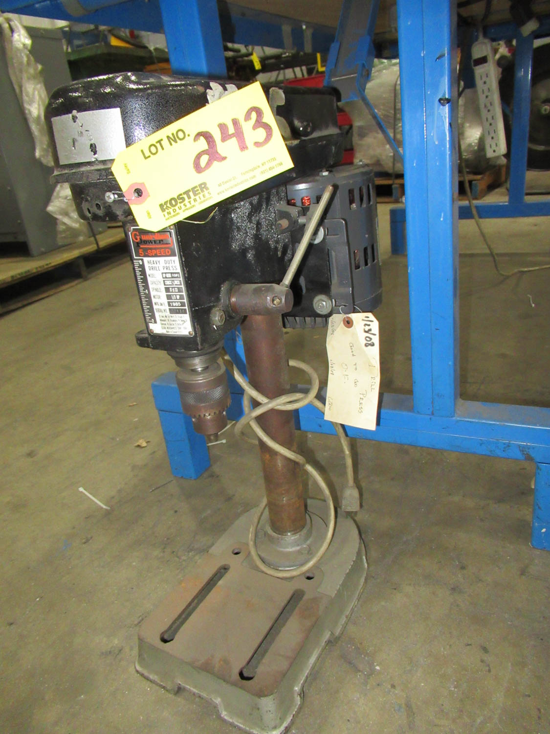 GUARDIAN POWER MDL. OPPMINI (GP) HD DRILL PRESS, 1/2" CHUCK, SPINDLE