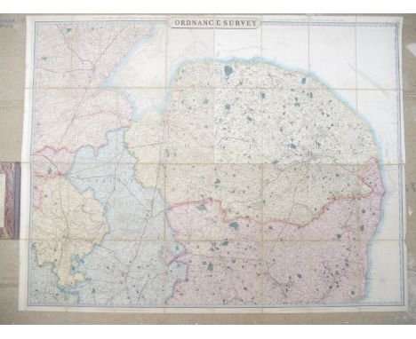 'Cruchley's Reduced Ordnance Map of England &amp; Wales', large engraved hand coloured folding map depicting Norfolk, Suffolk