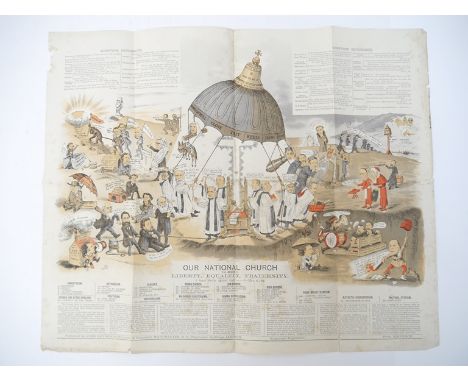 "Our National Church, the Aegis of Liberty, Equality, Fraternity", satirical caricature print by cartoonist Francis Carruther