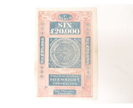 A State Lottery advertisement 1826 by Whiting &amp; Branston of the Strand, using the Congreve patent to print two colours in
