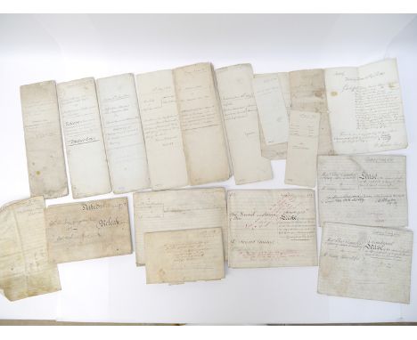 Approximately 15 vellum and other documents circa late 17th to 19th Century, including 1681 indenture relating to Stone Stree