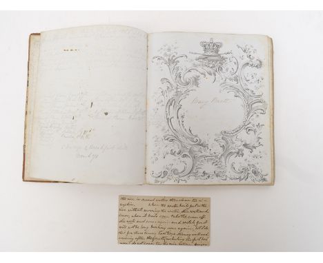 Receipt book, collection of manuscript cookery recipes, 80 pages of manuscript entries circa 1857-1879, copper engraved title