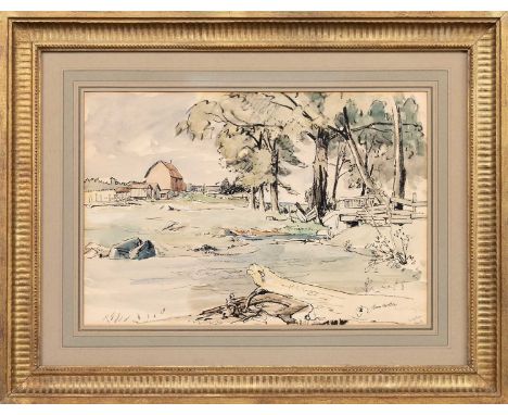 * JAMES MCBEY (SCOTTISH 1883 - 1959), CHATHAM NO. 2 charcoal and watercolour on paper, signed and titledmounted, framed and u