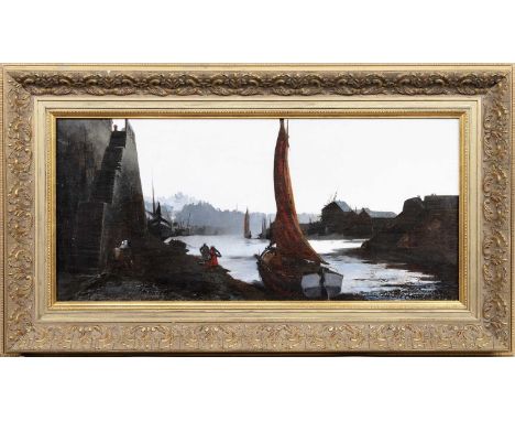 LOUIS-ROBERT CARRIER-BELLEUSE (FRENCH 1848 - 1913), MUSSEL GATHERERS, SAINT-MALO, BRITTANY  oil on canvas, signed, titled lab