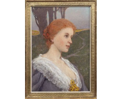 ATTRIBUTED TO EDUARD VEITH (AUSTRIAN 1858 - 1925), MELANCHOLIE, STUDY OF MAGDA GRASMAYR (NEE MAUTNNER - MARKHOF)  oil on boar