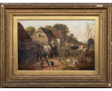 JOHN FREDERICK HERRING JNR (BRITISH 1815 - 1907), FARMYARD SCENE oil on canvas, signed 'J F Herring'framed and under glassima