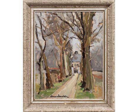* BESSIE ELLEN DAVIDSON (AUSTRALIAN 1879 - 1965), ROAD TO THE MANOR, GRENOBLE oil on board, signedframed image size 38cm x 30