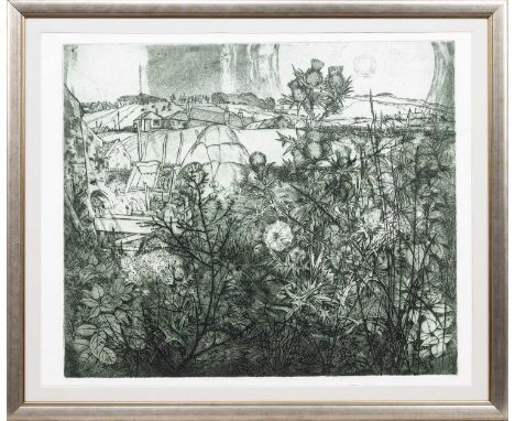 * IAN FLEMING RSA RSW RGI (SCOTTISH 1906 - 1994), THISTLES IN THE SUN etching and aquatint on paper, studio stamp verso and n