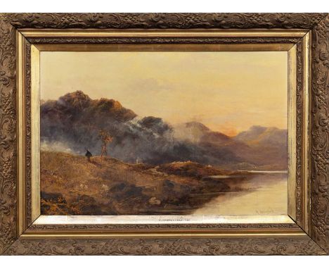HORATIO MCCULLOCH RSA (SCOTTISH 1805 - 1867), NEAR BALMORAL oil on board, signed, titled in frameframedimage size 45cm x 68cm