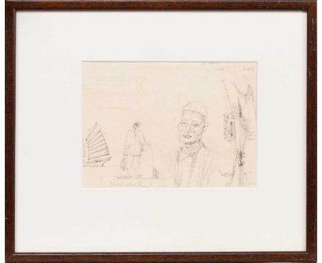GEORGE CHINNERY RHA (BRITISH 1774 - 1852), CHINESE SAILING JUNK pencil on paper, signed, titled label versomounted, framed an