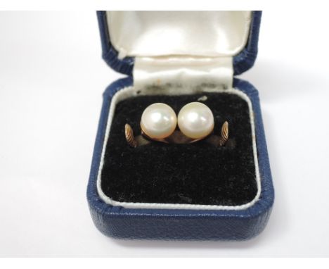 A pair of 9ct gold cultured pearl clip earrings