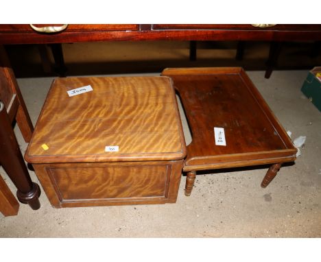 A 19th Century mahogany commode and a bed tray