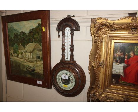 An Edwardian walnut cased White Star Line aneroid  barometer 