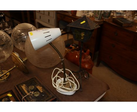 A reading lamp and a table lamp in the form of a street lamp - sold as collector's items 