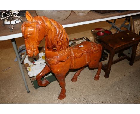 A vintage wooden fairground style horse