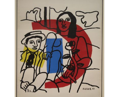 Fernand Leger (French, 1881 - 1955) Color Lithograph. Titled 'Les deux amoureux (Etude pour La partie de campagne)'. Signed a