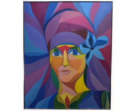 Bonnie Brown, 20th C. Portrait of a Woman. Oil on canvas. Signed lower right. Sight size: 41.5 x 33.5 in.